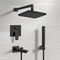 Matte Black Tub and Shower Faucet Set with Handheld, Rain Shower Head